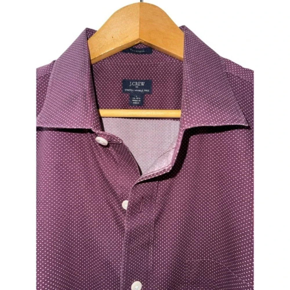 J Crew Thompson Shirt MENS LARGE 16-16.5 PRE-OWNED Purple Button Up WRINKLE FREE